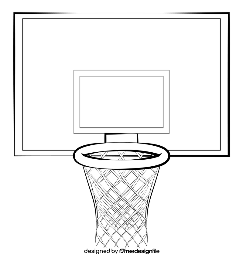 Basketball hoop drawing black and white clipart