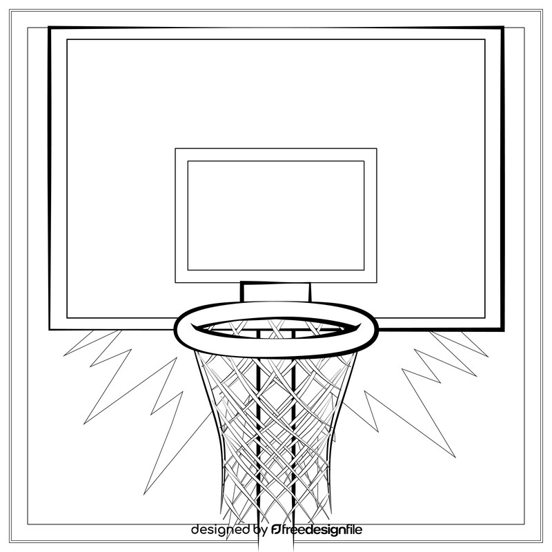 Basketball hoop drawing black and white vector