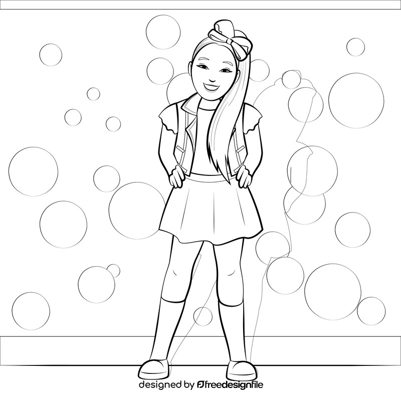 Jojo siwa cartoon black and white vector