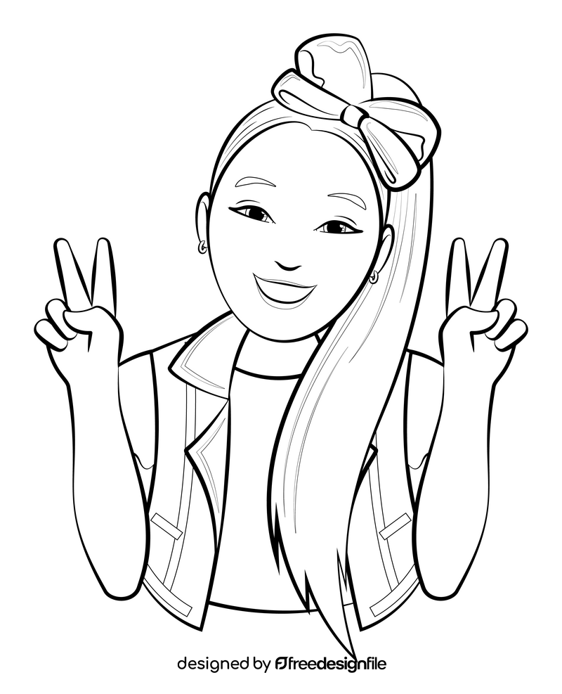 Jojo siwa drawing black and white clipart