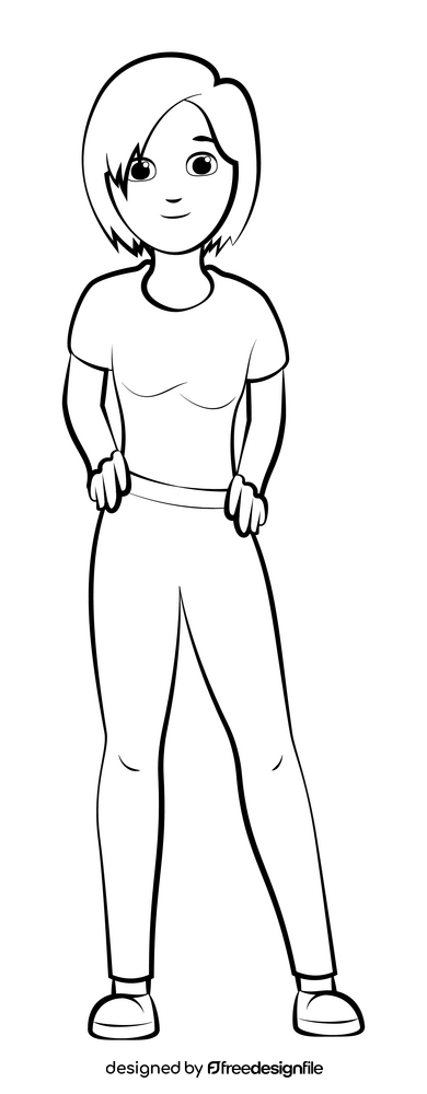 Teenager black and white clipart