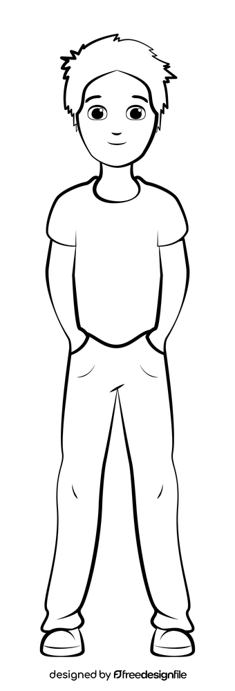 Teenager drawing black and white clipart