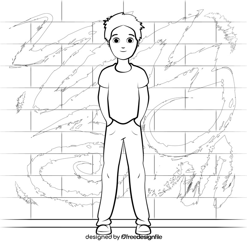 Teenager drawing black and white vector