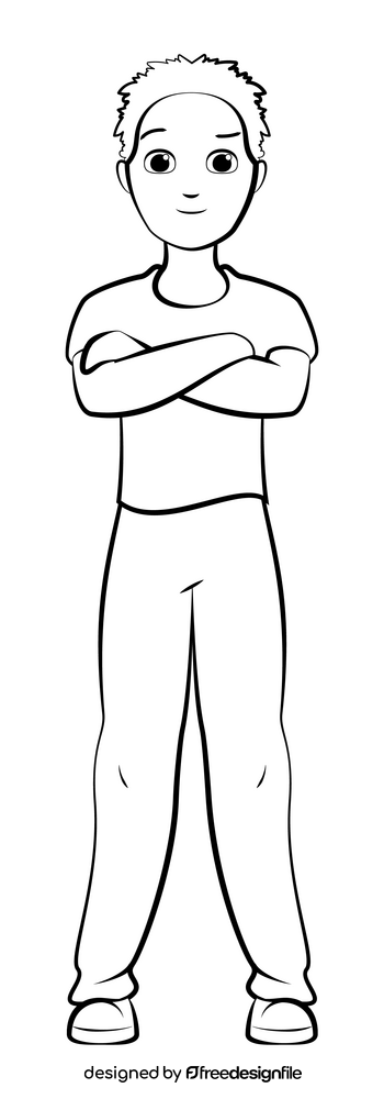 Teenager black and white clipart