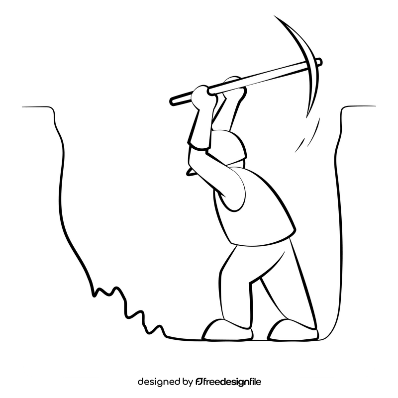 Digging drawing black and white clipart