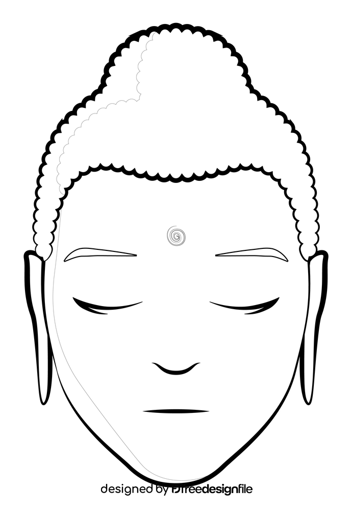 Buddha head black and white clipart