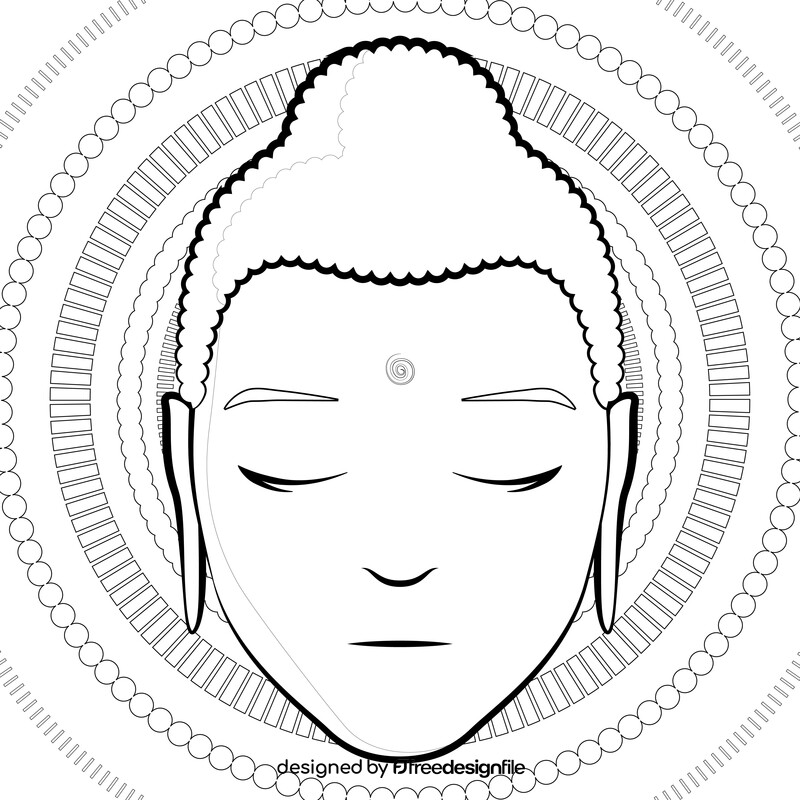 Buddha head black and white vector