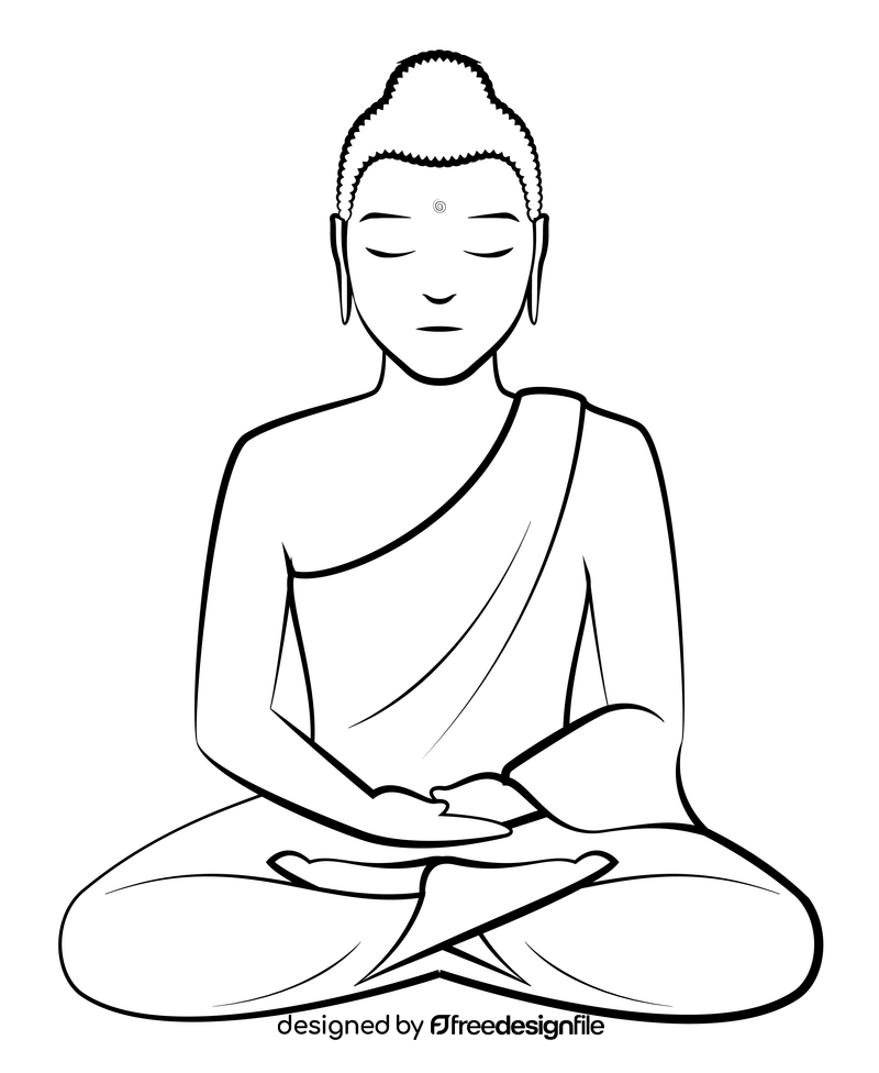 Buddha drawing black and white clipart