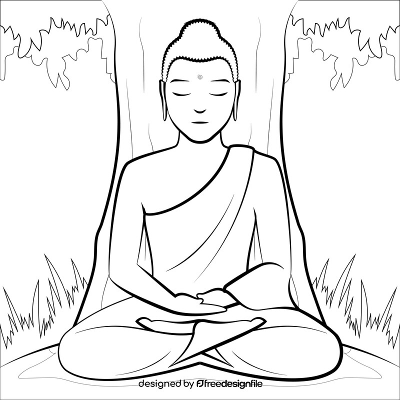 Buddha drawing black and white vector