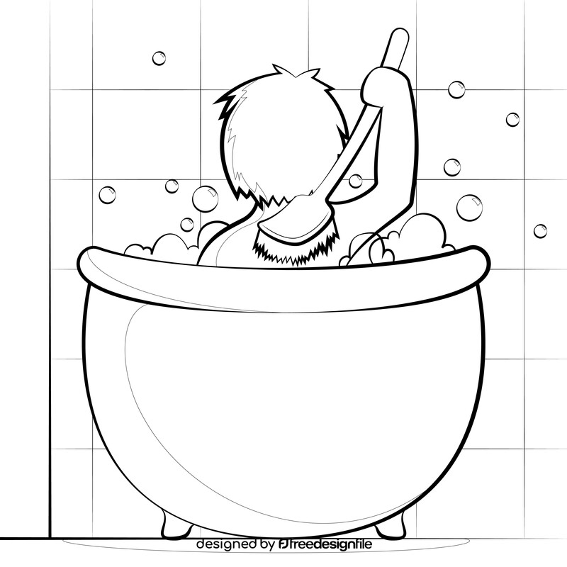 Taking a bath drawing black and white vector