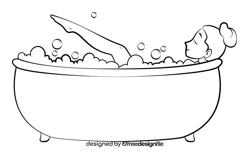 Taking shower black and white clipart