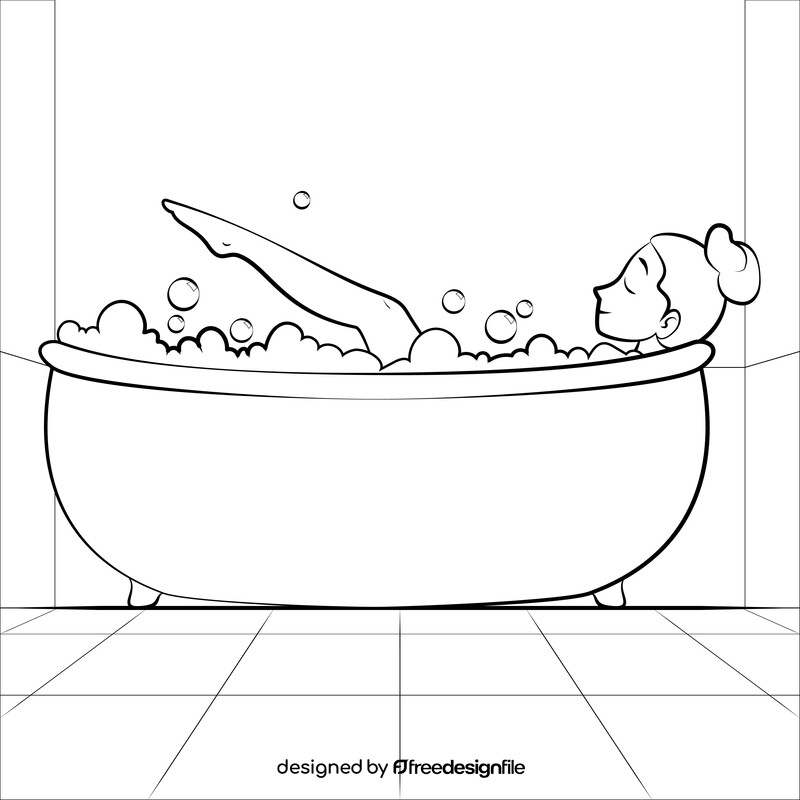 Taking shower drawing black and white vector