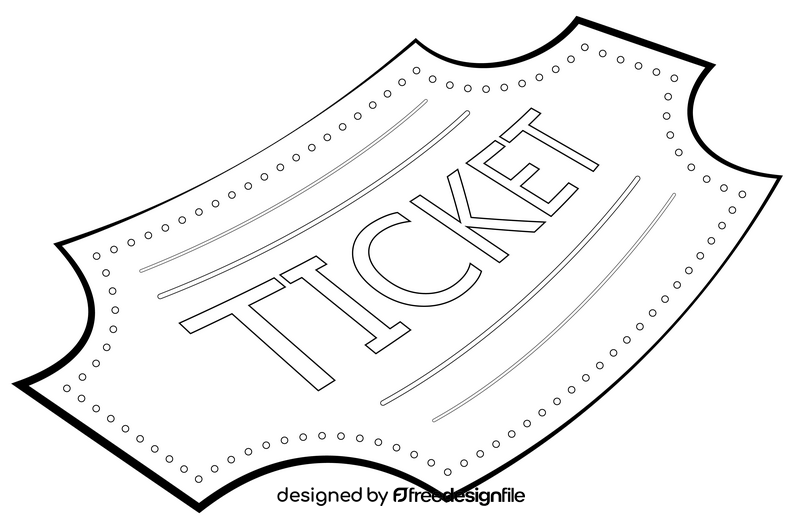 Ticket drawing black and white clipart