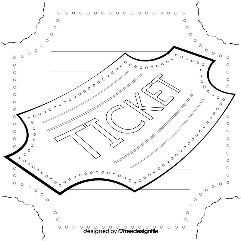 Ticket drawing black and white vector