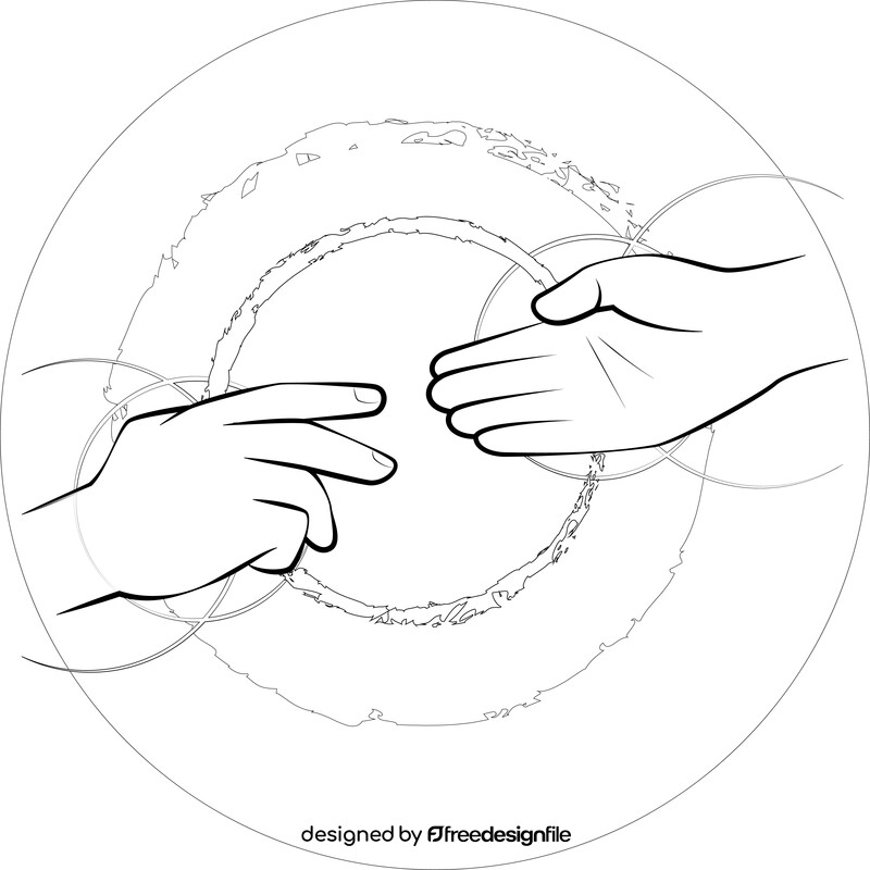 Helping hands drawing black and white vector