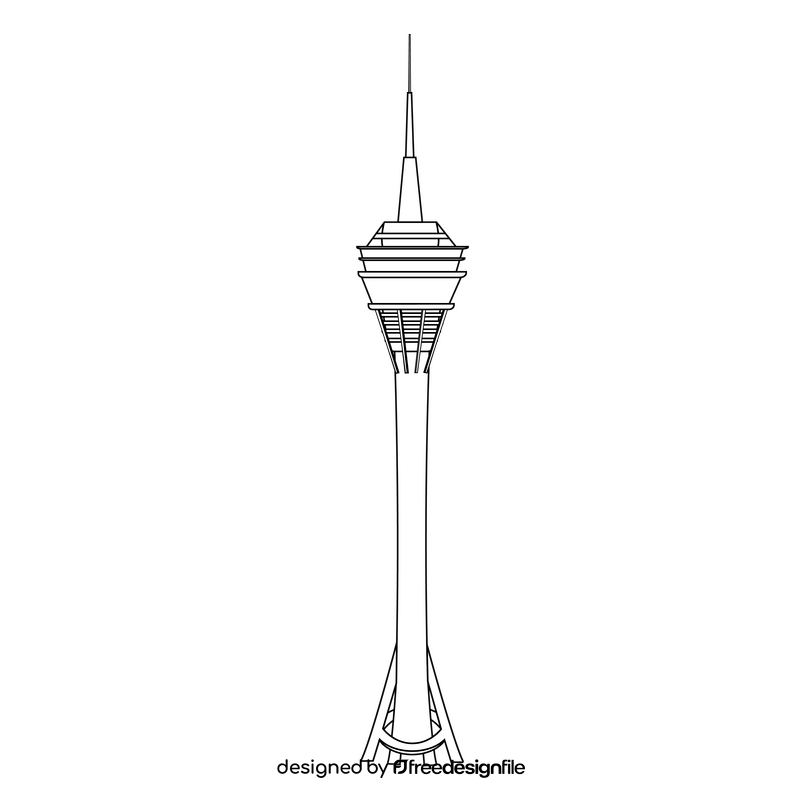 Macau Tower black and white clipart