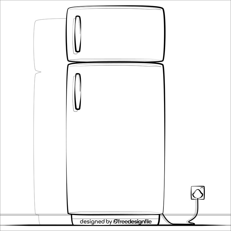 Fridge black and white vector