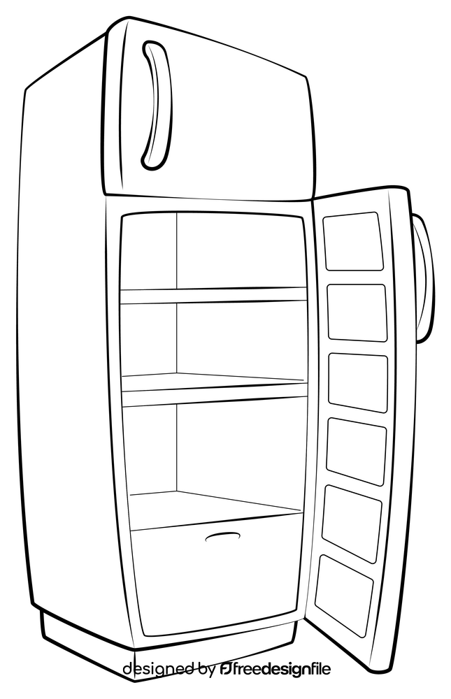 Fridge refrigerator black and white clipart