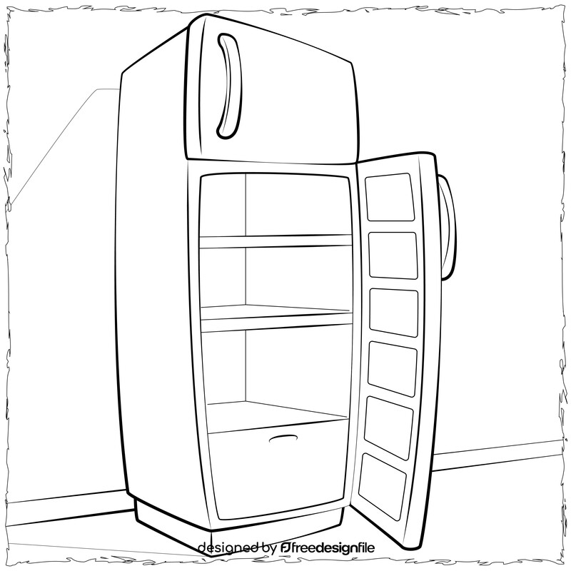 Fridge refrigerator black and white vector