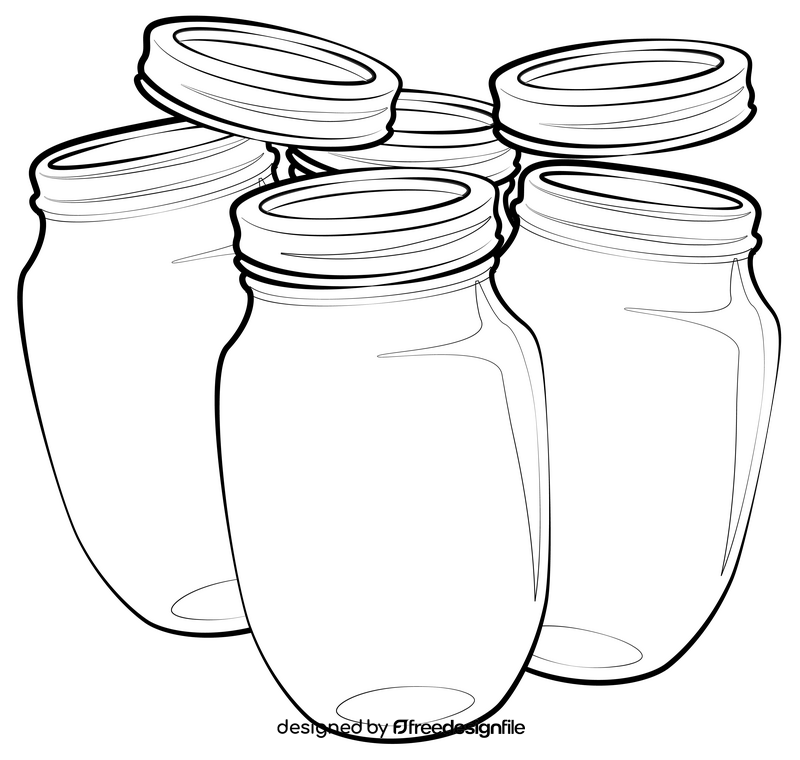 Mason jar black and white clipart