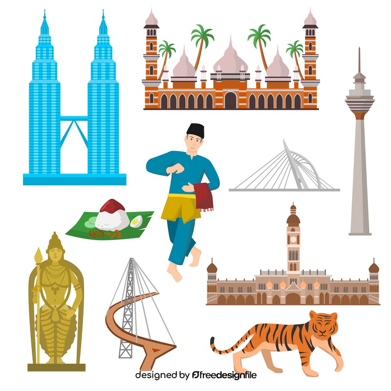 Malaysia traditional symbols vector