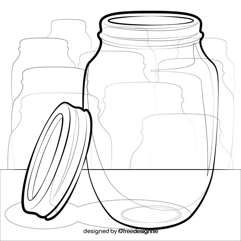 Mason jar drawing black and white vector