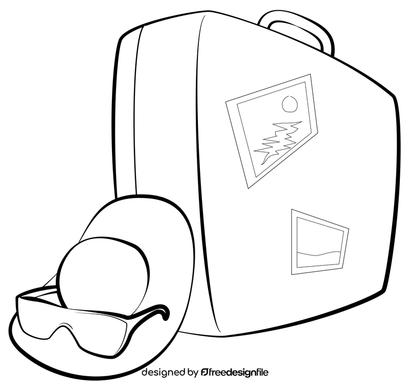 Vacation drawing black and white clipart