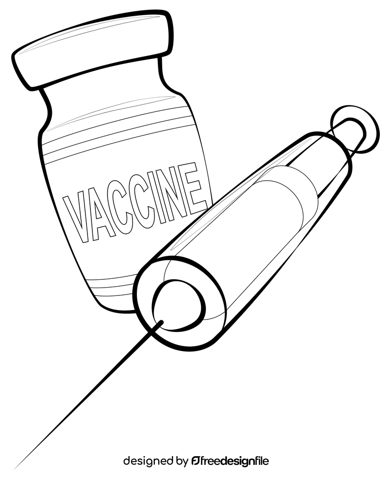 Vaccine drawing black and white clipart