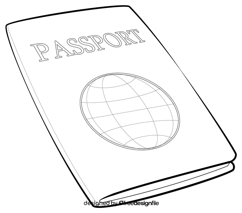 Passport black and white clipart