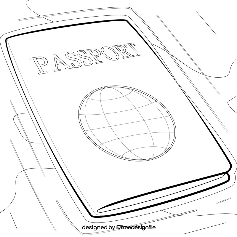 Passport black and white vector