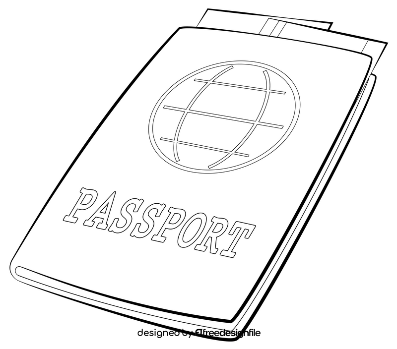 Passport drawing black and white clipart