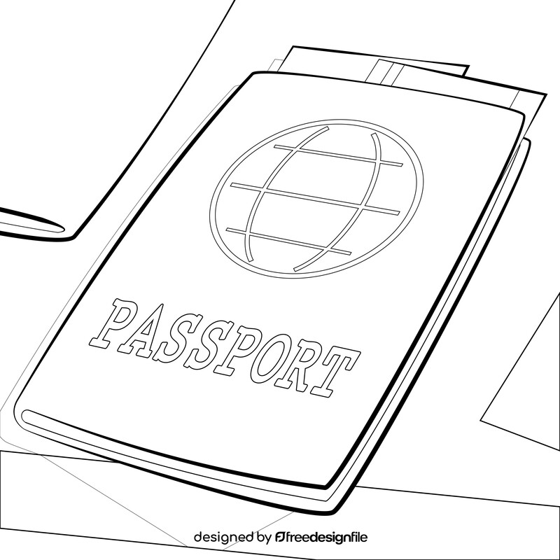 Passport drawing black and white vector