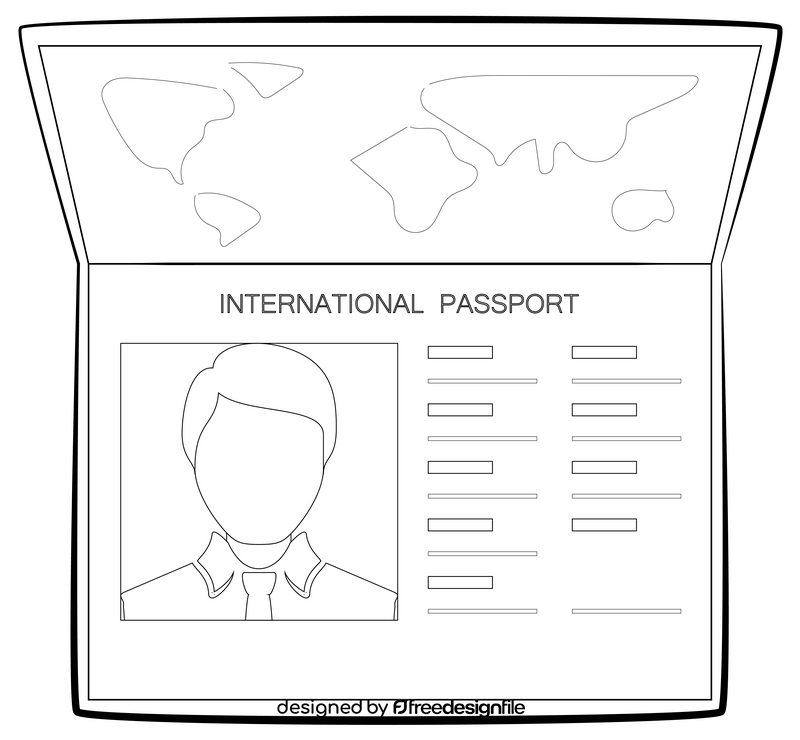 Passport black and white clipart