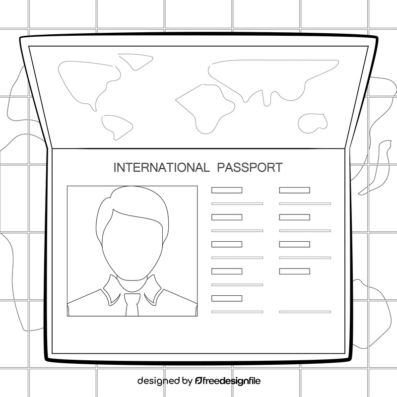 Passport black and white vector