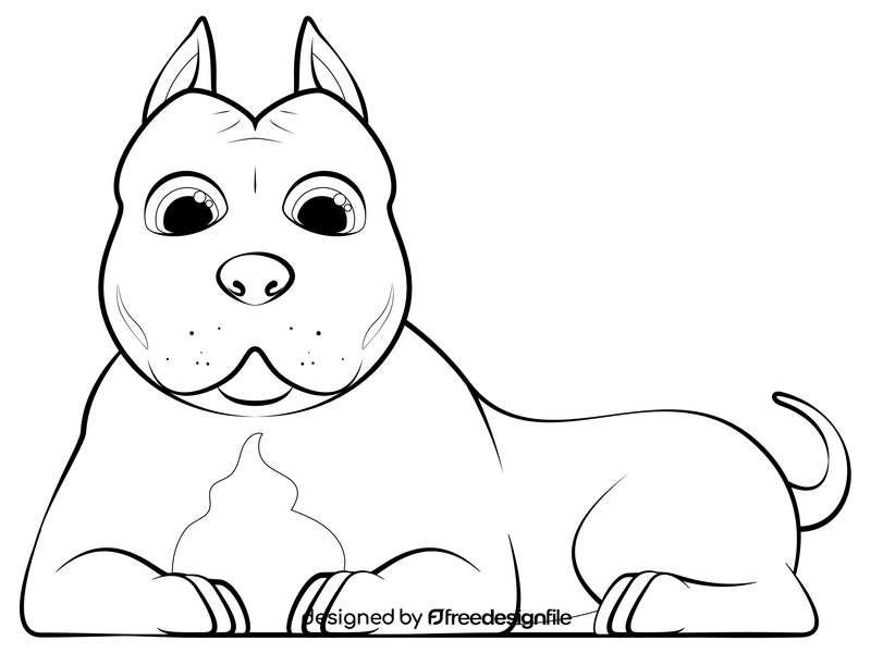 Pitbull dog black and white clipart