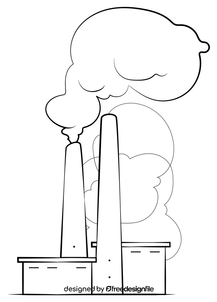 Pollution drawing black and white clipart