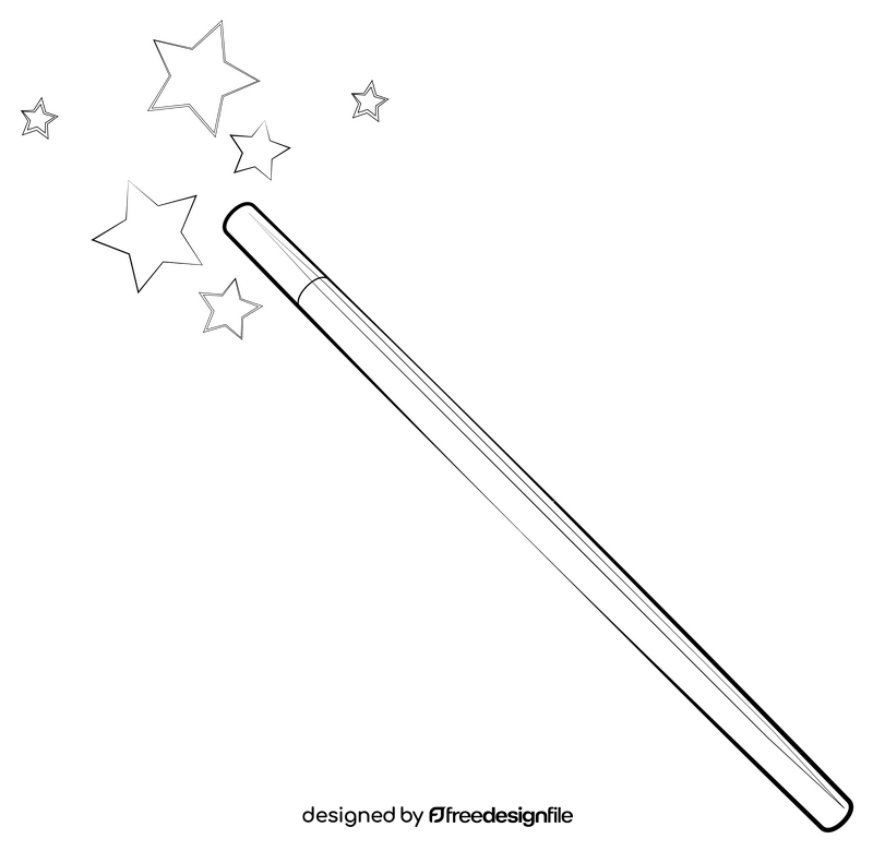 Magic wand black and white clipart