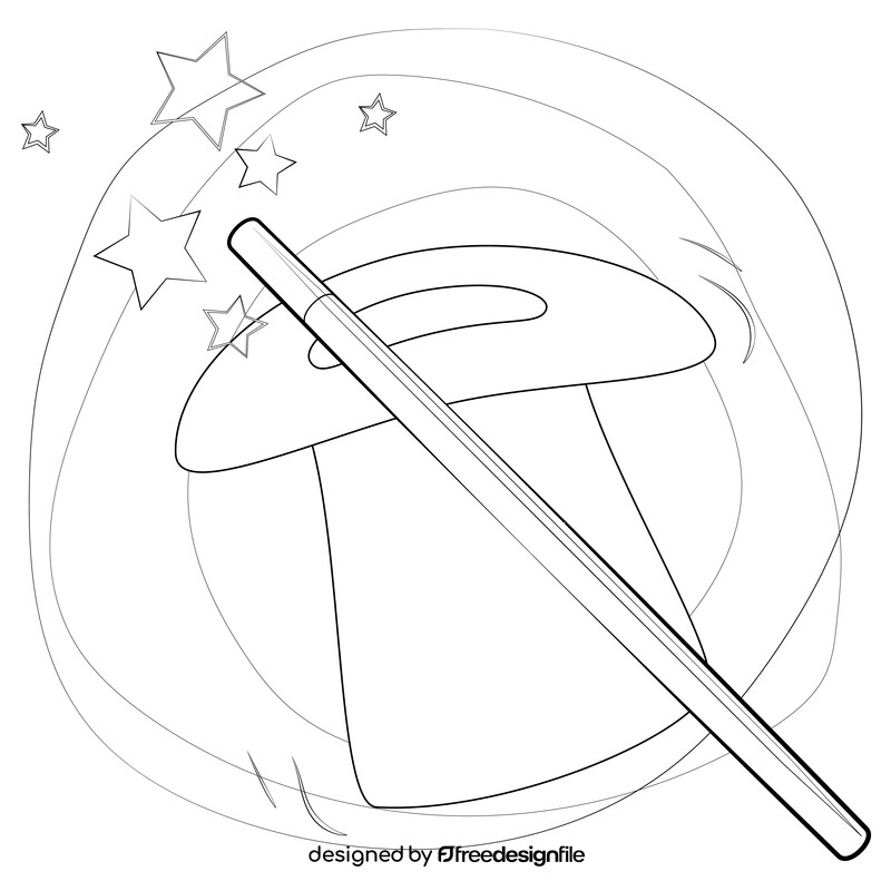 Magic wand black and white vector