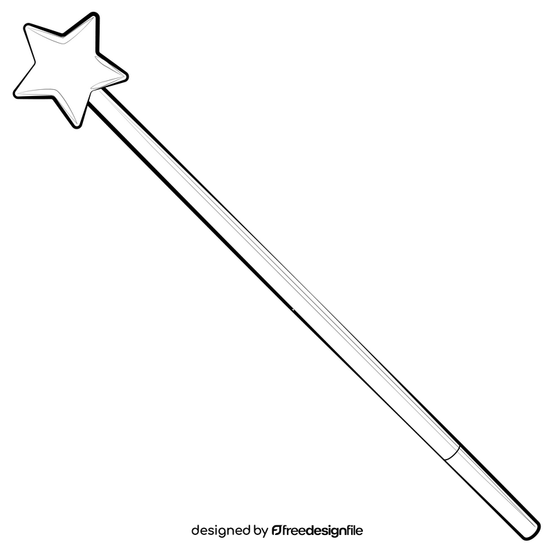 Magic wand drawing black and white clipart