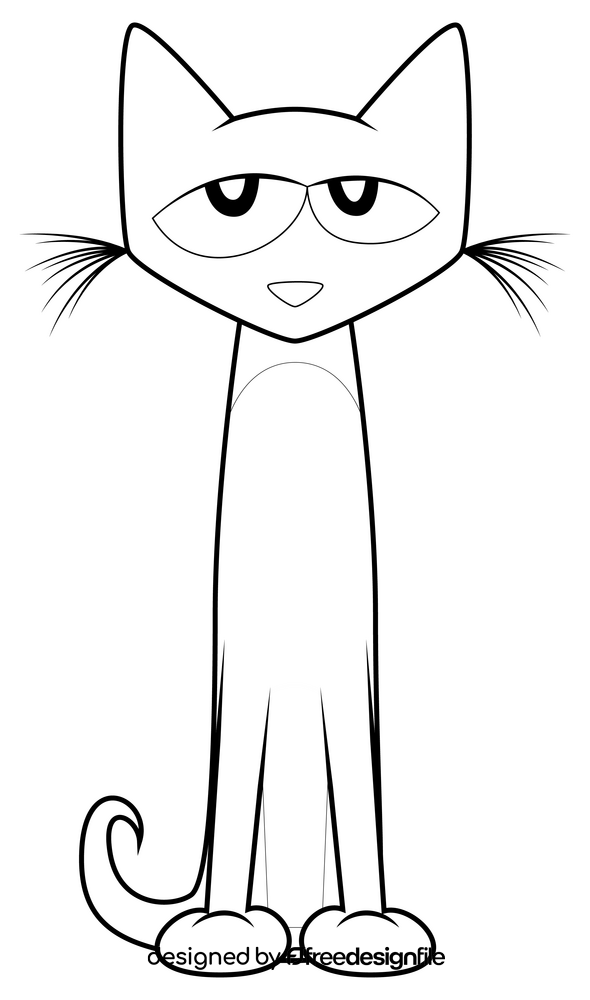 Pete the cat drawing black and white clipart