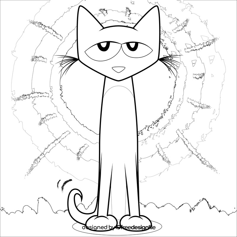 Pete the cat drawing black and white vector