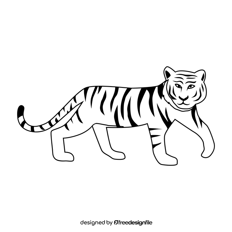 Malayan tiger black and white clipart