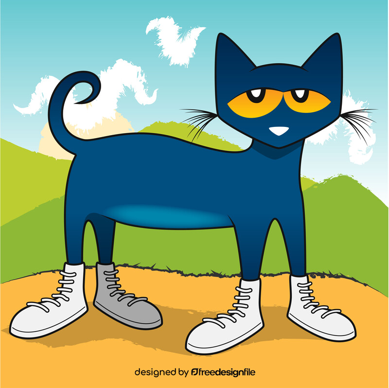 Pete the cat cartoon drawing vector