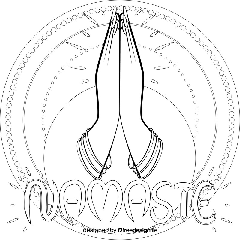 Namaste drawing black and white vector