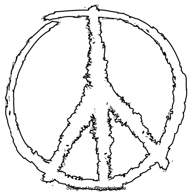 Peace sign black and white clipart