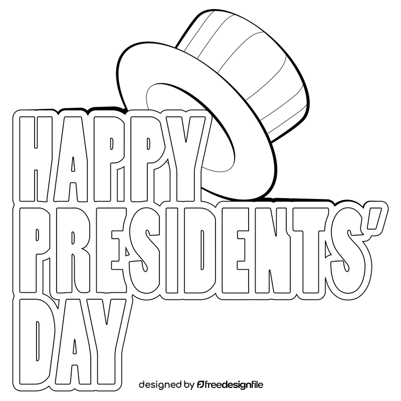 Presidents day cartoon drawing black and white clipart