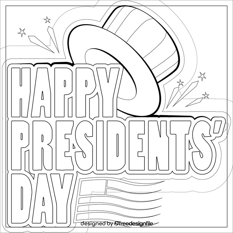 Presidents day cartoon drawing black and white vector