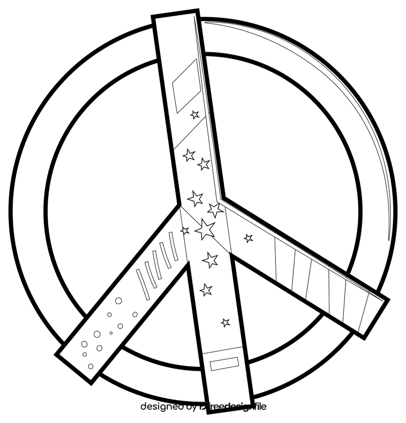 Peace sign black and white clipart