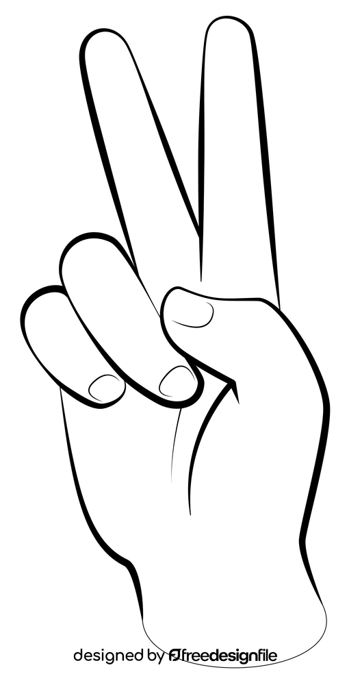 Peace sign drawing black and white clipart