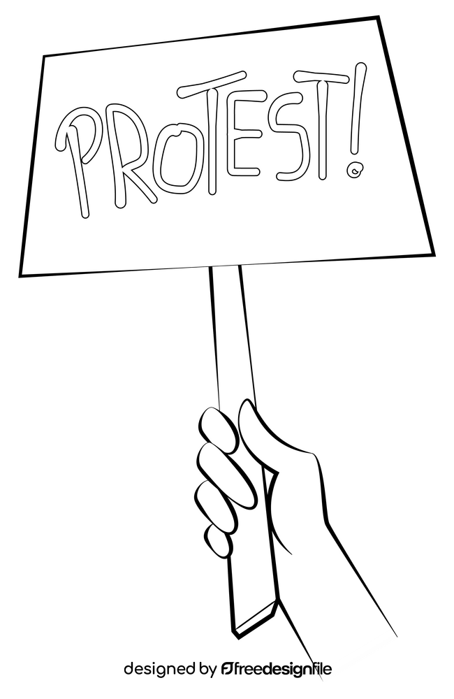 Protest drawing black and white clipart